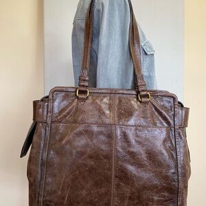 Frye Brown Leather Women's Tote Bag with Laptop Pocket